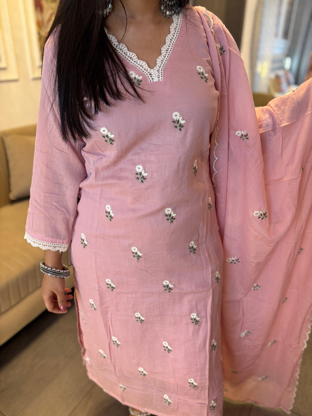 Pink Mul Cotton Suit