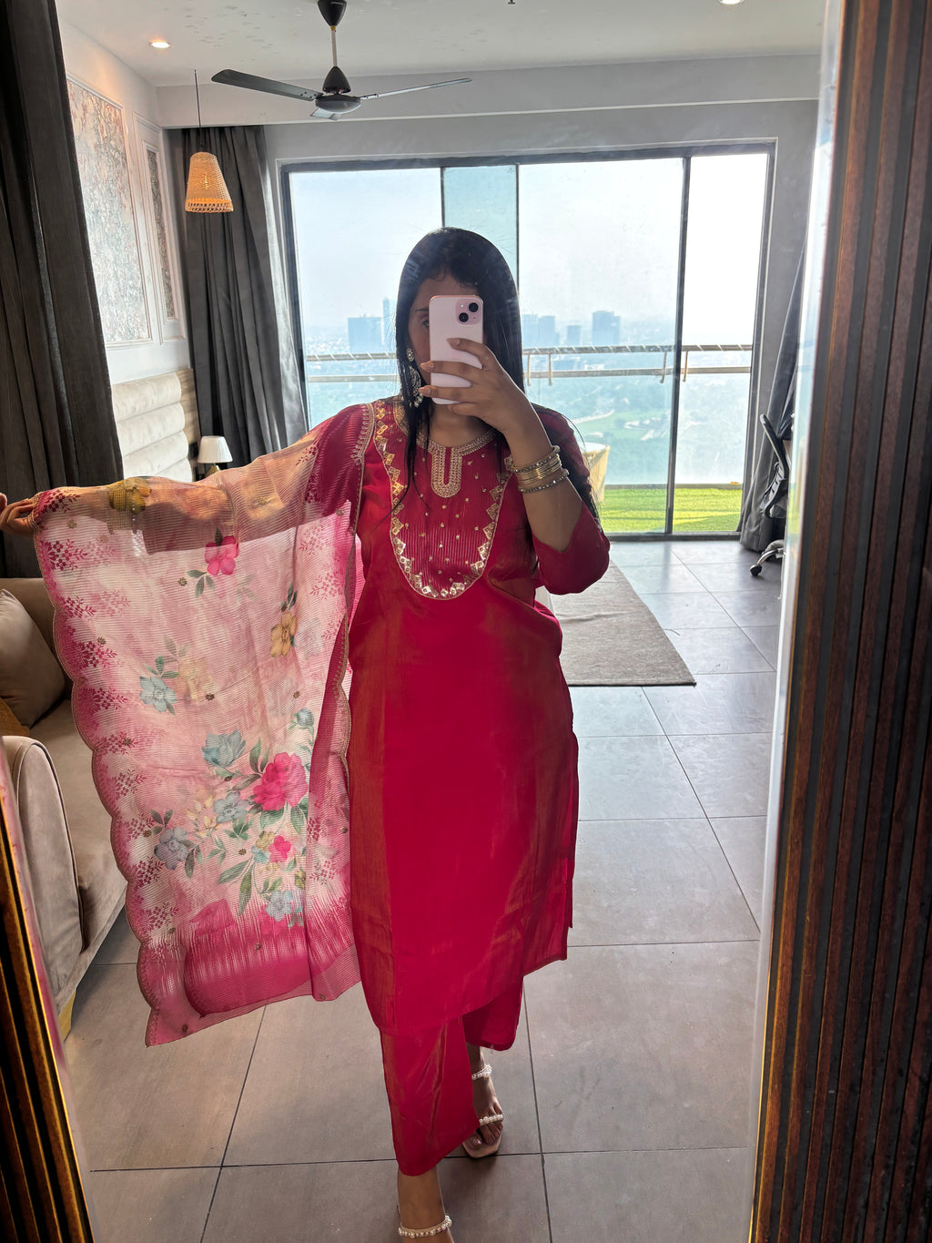 Rani Flora Embroidered Rani Suit
