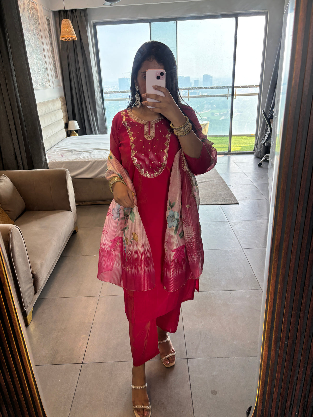 Rani Flora Embroidered Rani Suit