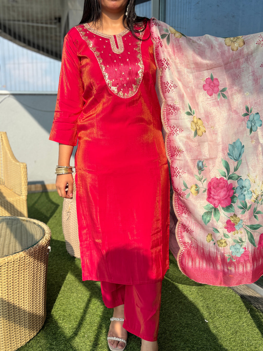 Rani Flora Embroidered Rani Suit