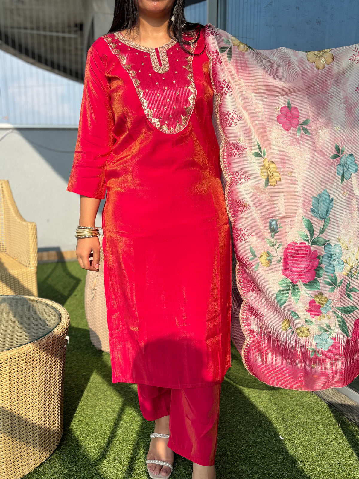 Rani Flora Embroidered Rani Suit