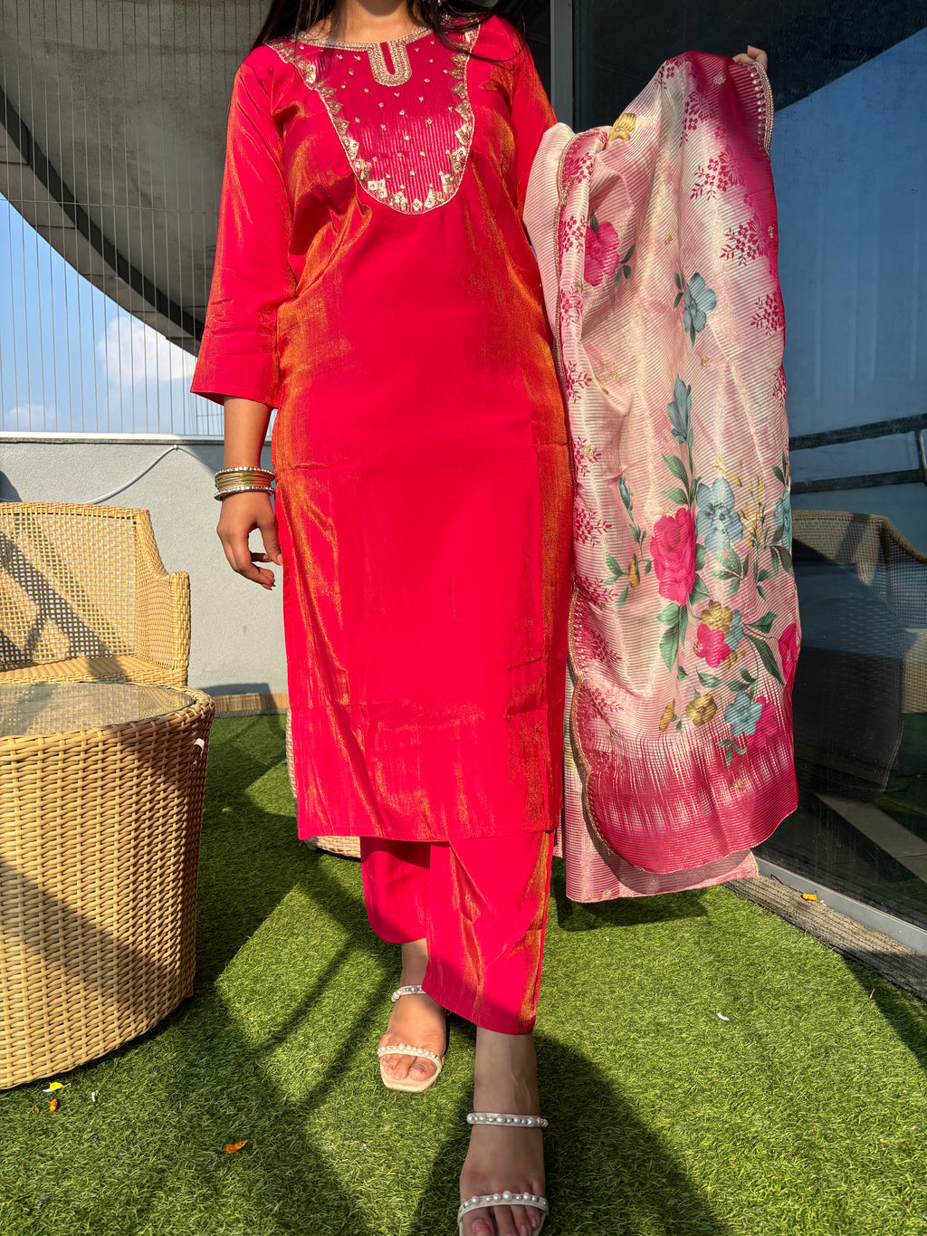 Rani Flora Embroidered Rani Suit