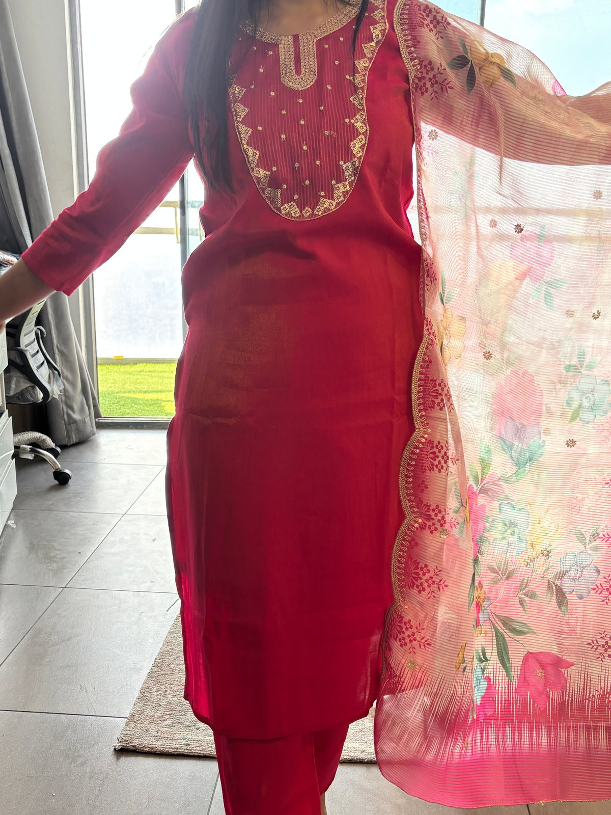 Rani Flora Embroidered Rani Suit