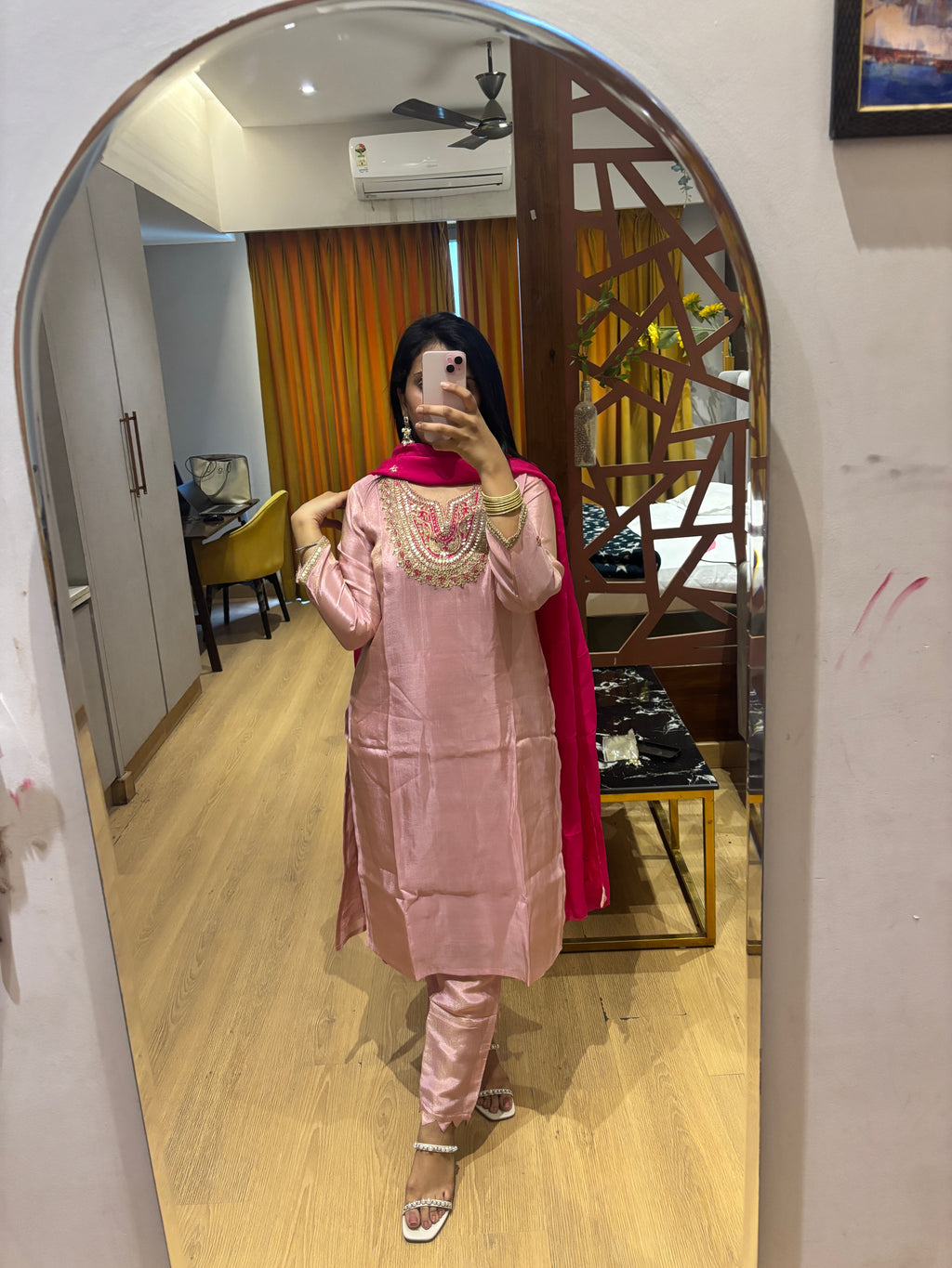 Pink Tissue Suit Set for Women