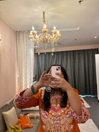 Noor Orange Embroidered Suit Set