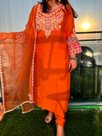 Noor Orange Embroidered Suit Set