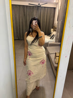 Ivory Pink Floral Embroidered Cotton Co-Ord Set