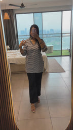 White Black Floral Printed Cotton Kurti