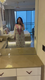 White Pink Lucknowi Kurti