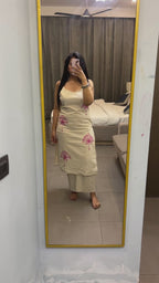 Ivory Pink Floral Embroidered Cotton Co-Ord Set